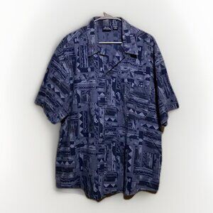 Vintage Bon Homme Cotton Shirt Blue Button-Up Retro‎ Casual Size XL